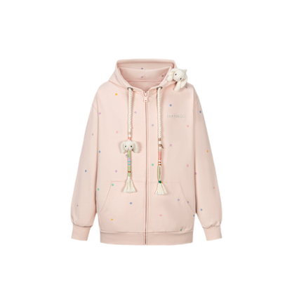 Polka Dot Embroidered Hoodie