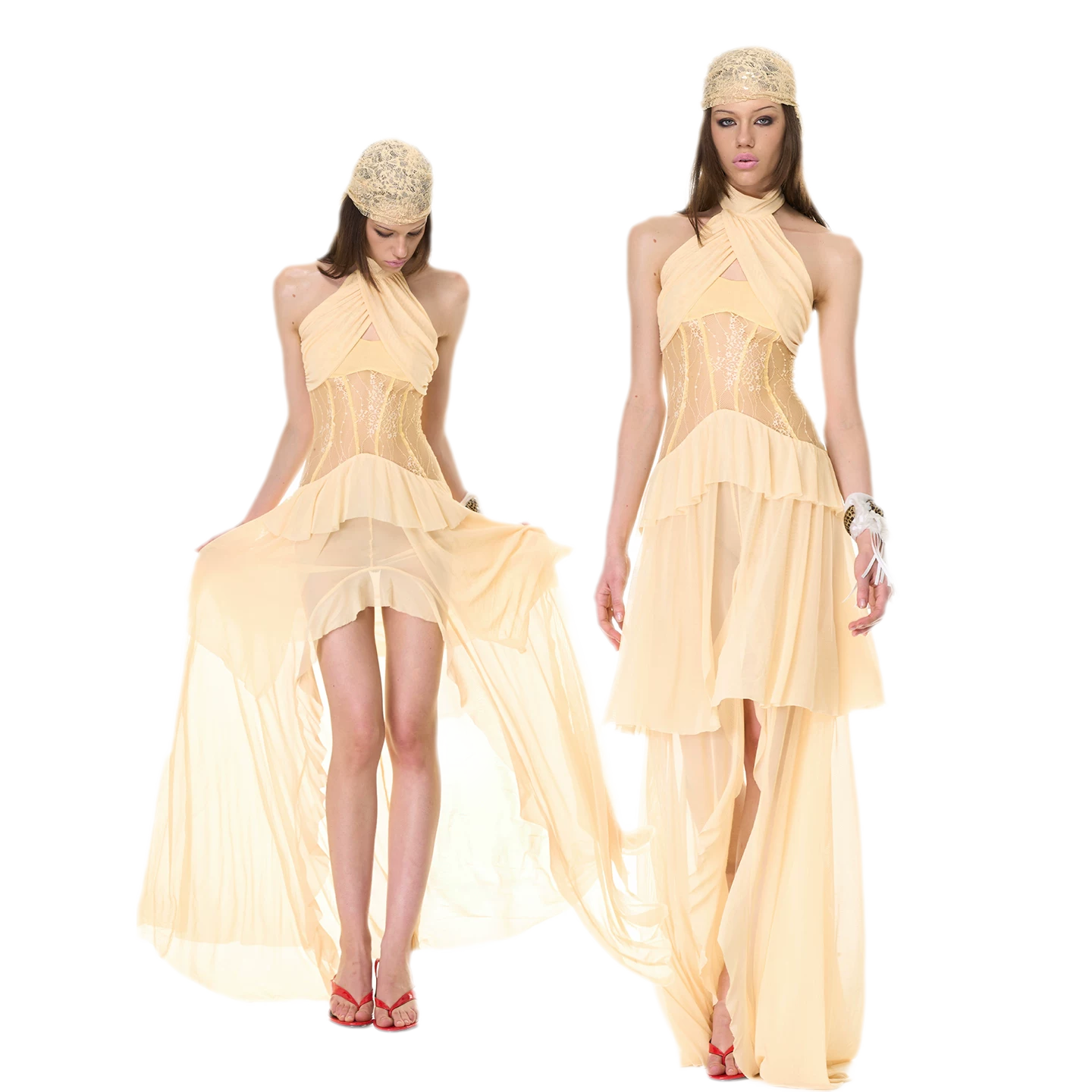 Lace Halter Slit Dress
