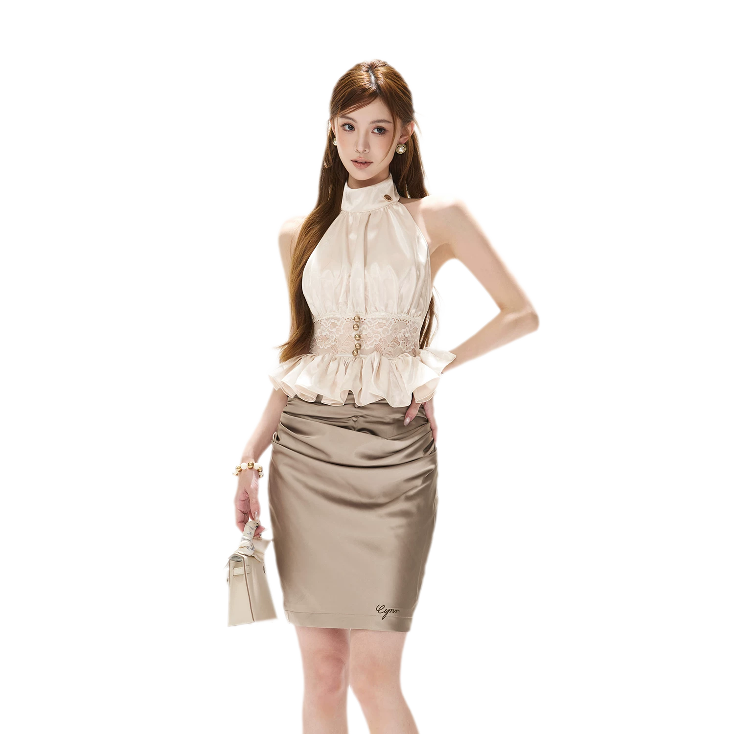 Draped Button Mini Skirt
