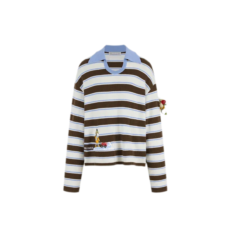 Striped Snow Bear Polo Sweater