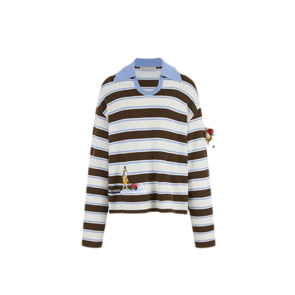 Striped Snow Bear Polo Sweater