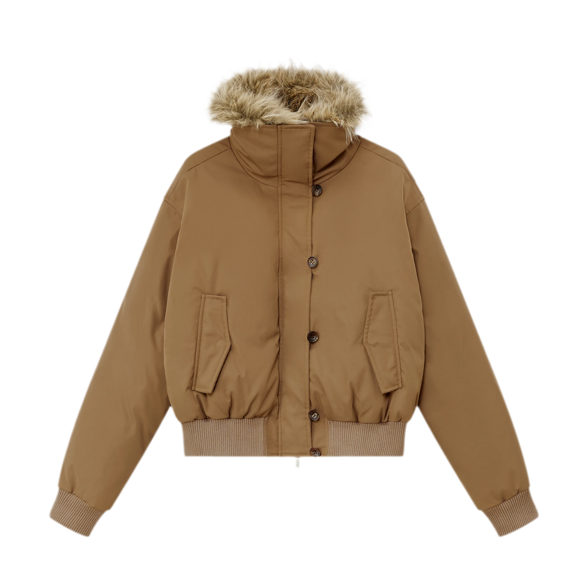 Glänzende kurze Daunen-Steppjacke