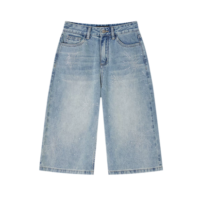 Firework Rhinestone Denim Shorts