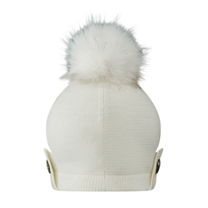 Cappello in lana con pompon e visiera
