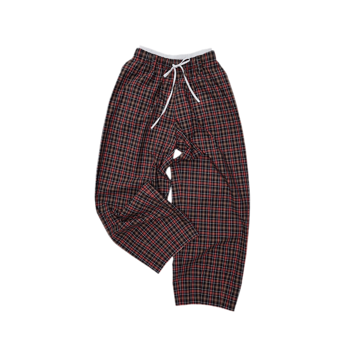 Contrast Plaid Wide-Leg Pants