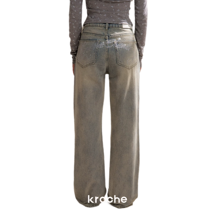 Rhinestone Logo Jeans