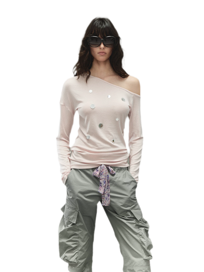 Off-Shoulder Mirror Dot Top