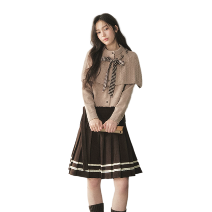 Cable Knit Cape Cardigan Set