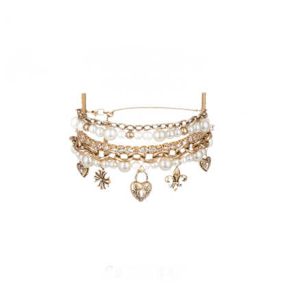 Pearl Heart Layered Bracelet