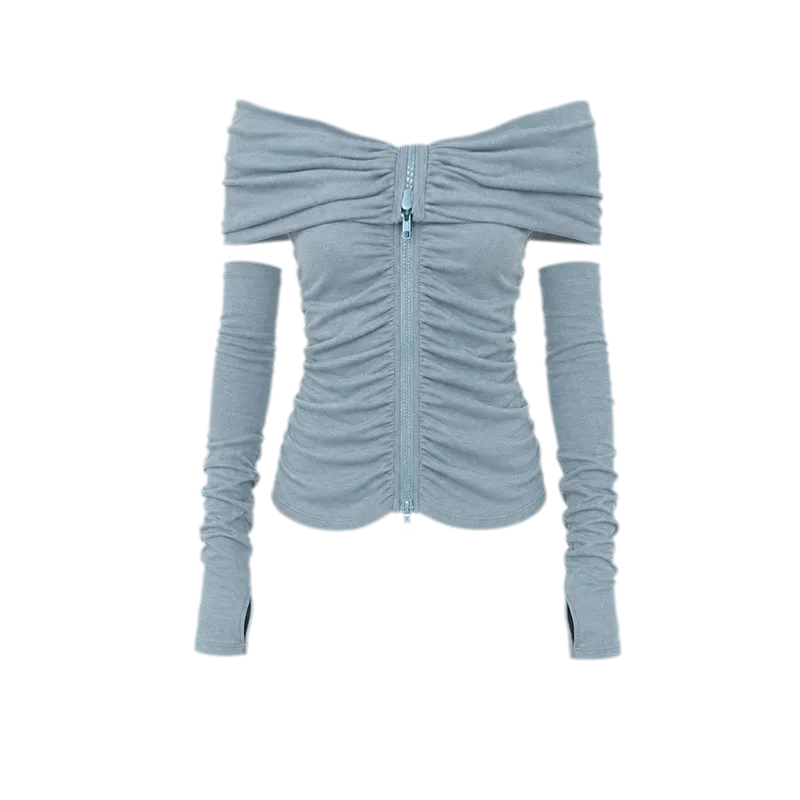 Ruched Off-Shoulder Knit Top