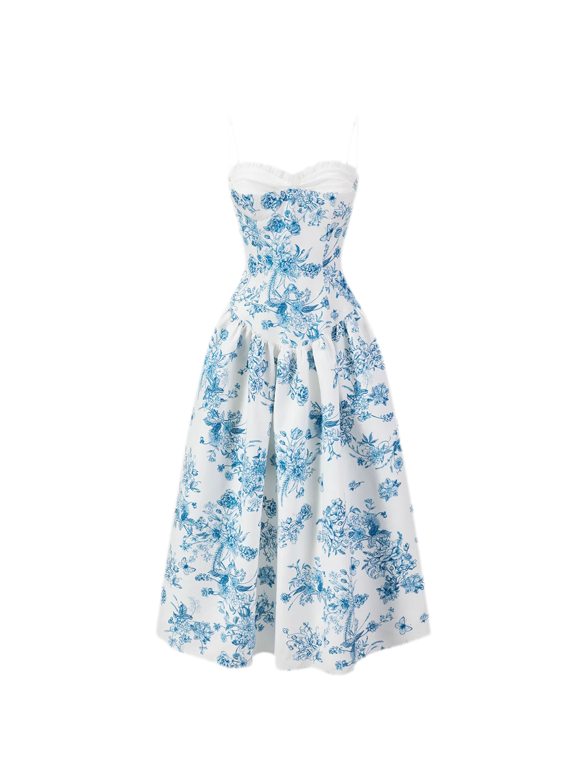 Hand-Drawn Floral Midi Dress