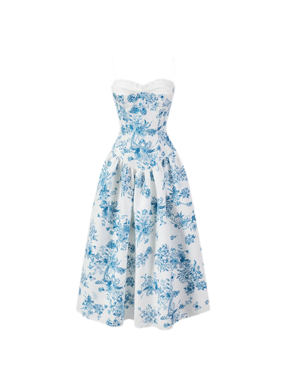 Hand-Drawn Floral Midi Dress