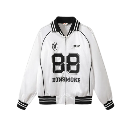 Glossy Cropped Baseball Jacket
