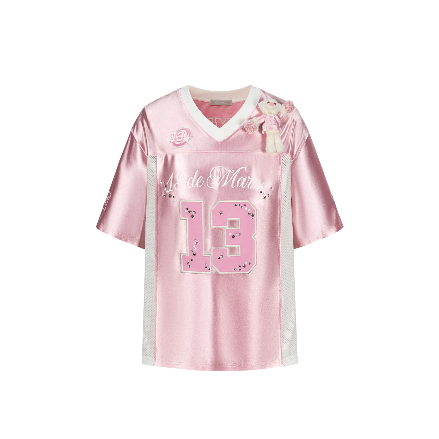 Satin V-Neck Short Sleeve T-Shirt