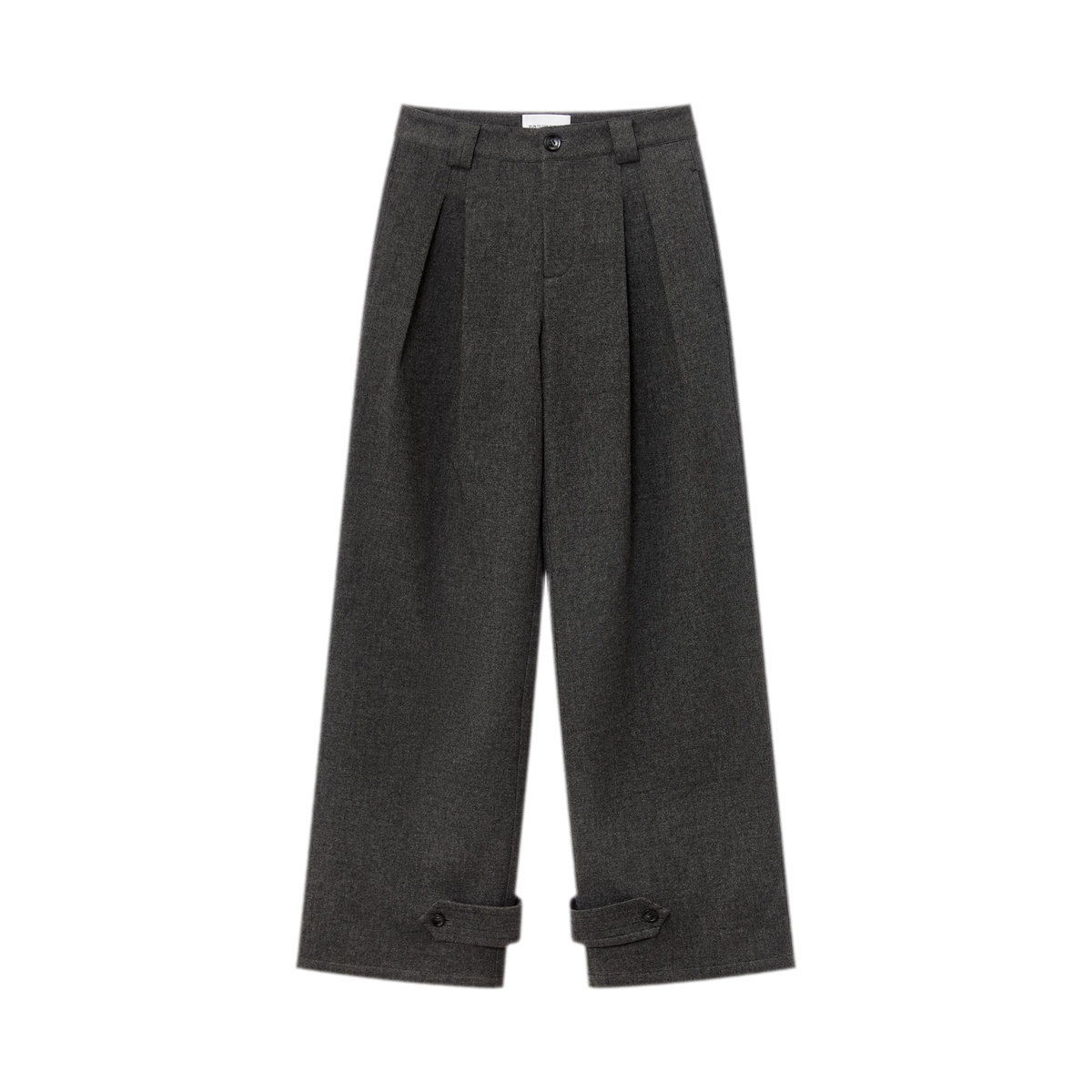 Pantalones de pierna ancha plisados con mezcla de lana