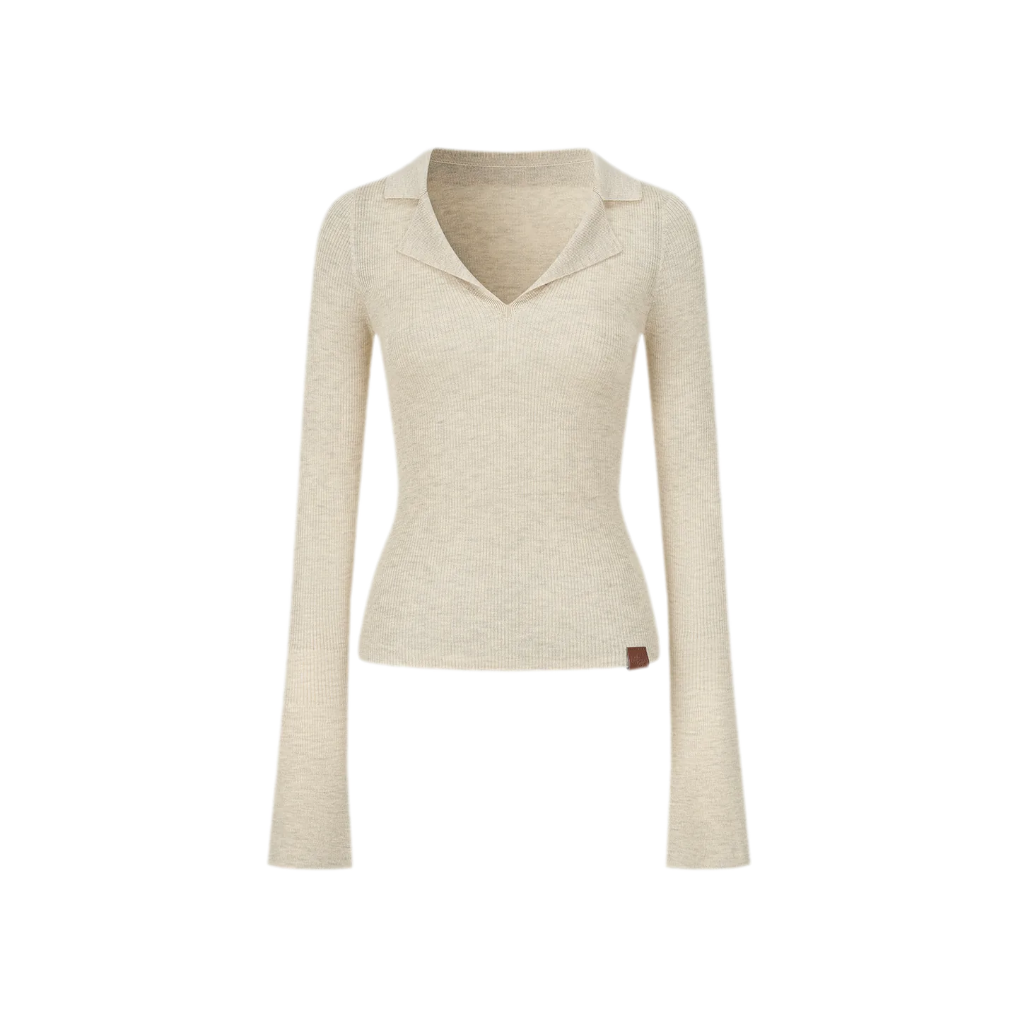 Wool Ribbed Polo Top