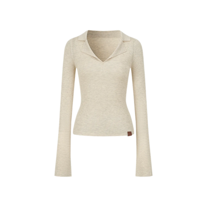 Wool Ribbed Polo Top