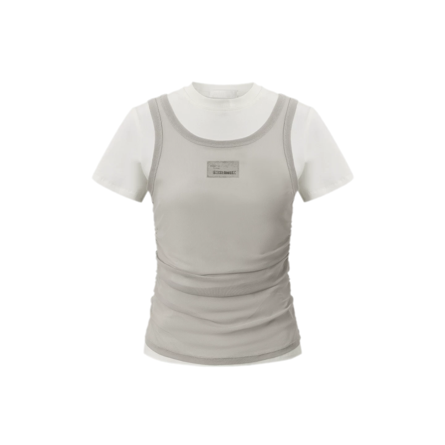 Layered Ruched Cropped T-Shirt