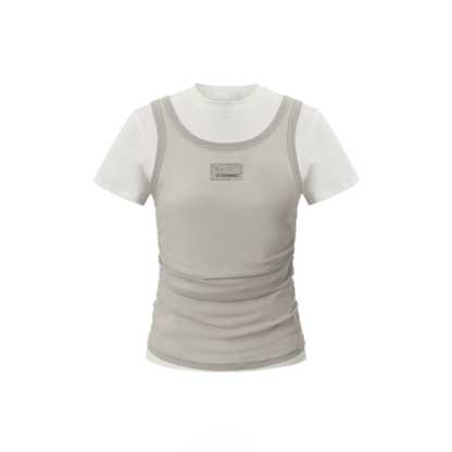 Layered Ruched Cropped T-Shirt