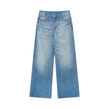 Washed Whisker Wide-Leg Jeans