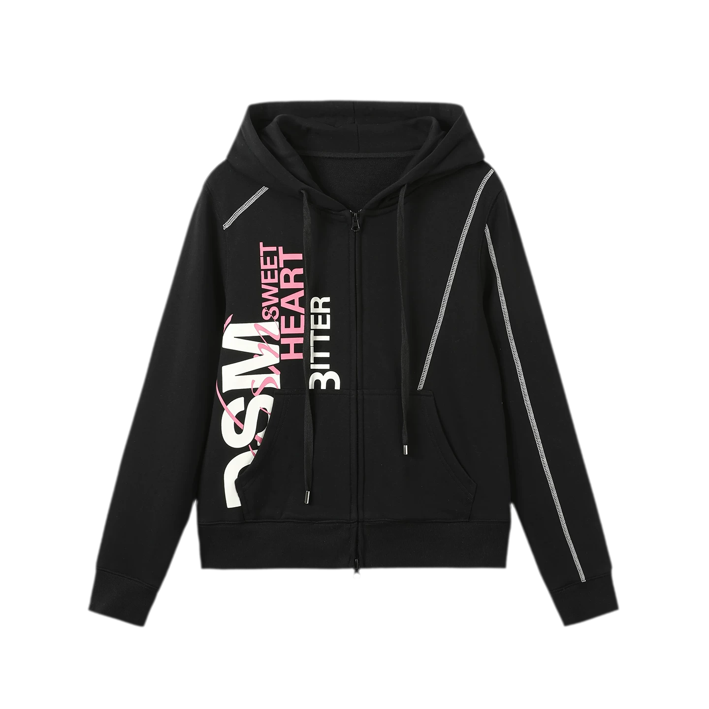 Contrast Stitch Fitted Hooded Sweatshirt