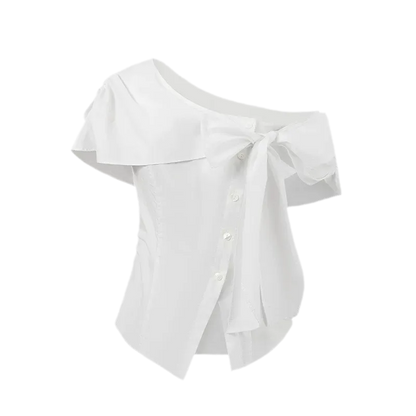 Asymmetric Bow Waist Blouse