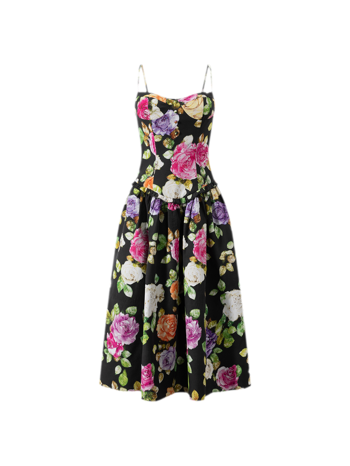 Robe en lyocell à taille marquée et motif floral