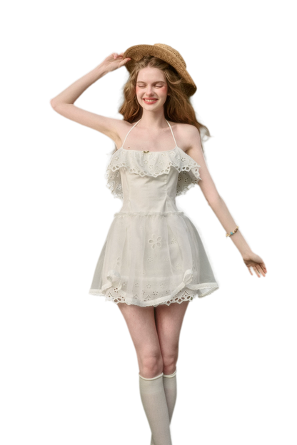 Water Embroidered Slim Camisole Dress
