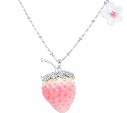 Strawberry Flower Pendant Necklace
