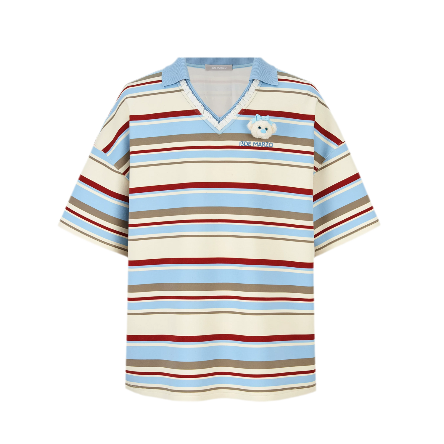 Floral Stripe Polo Tee
