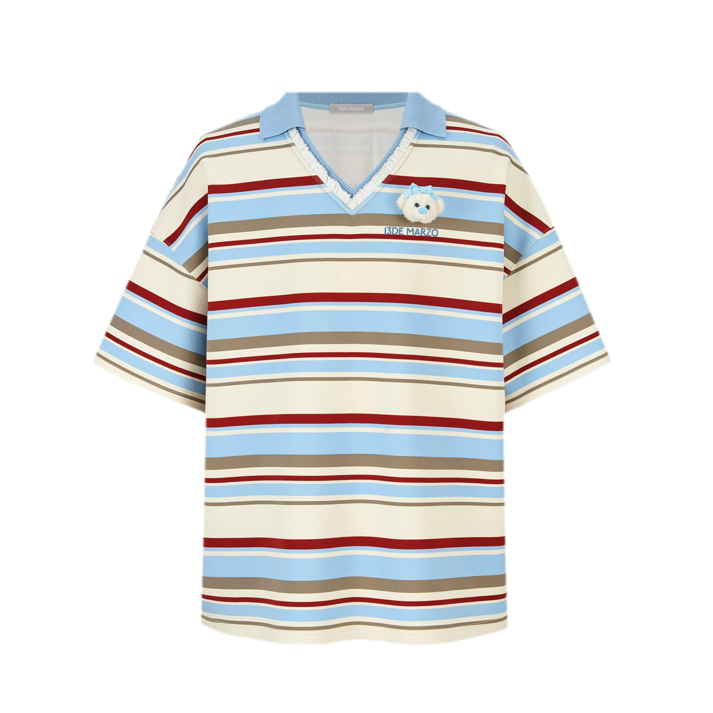 Floral Stripe Polo Tee