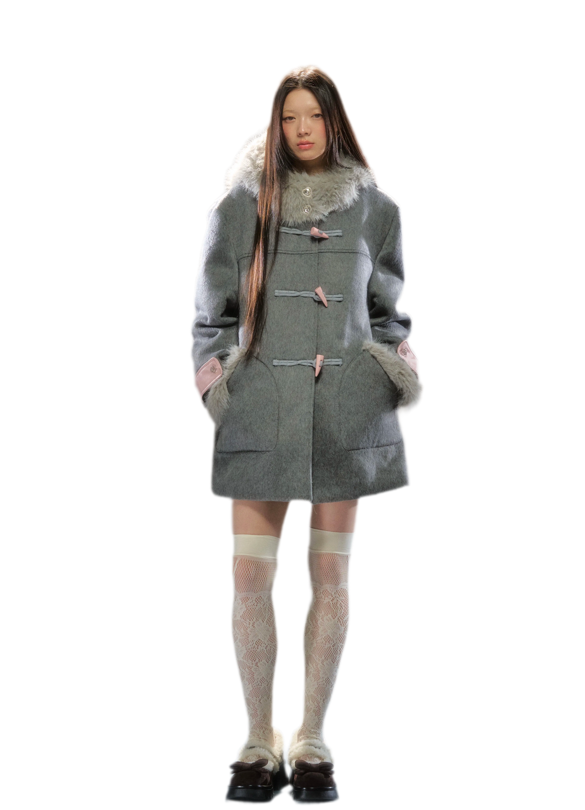 Wool Blend Hooded Duffle Coat