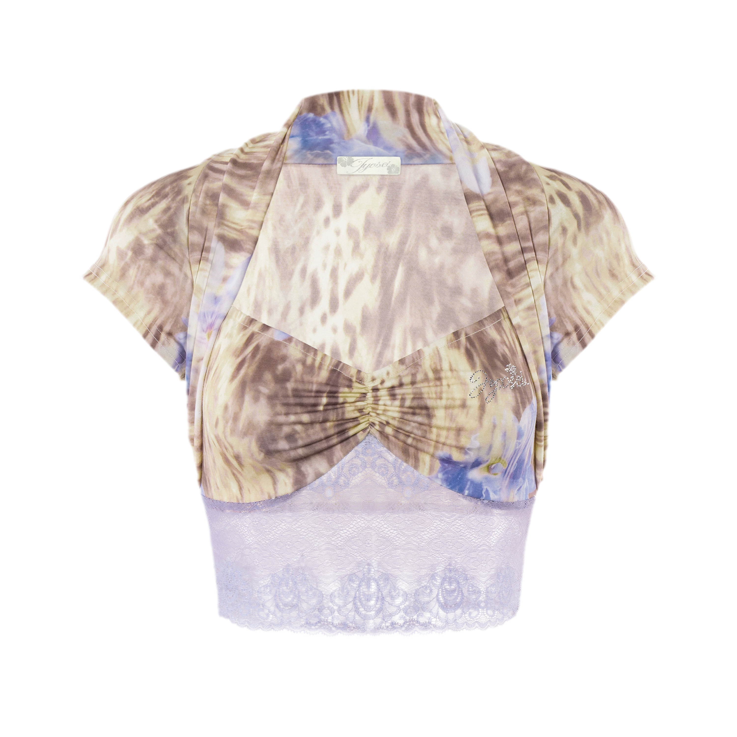 Y2K Millennium Lace Leopard Print Top