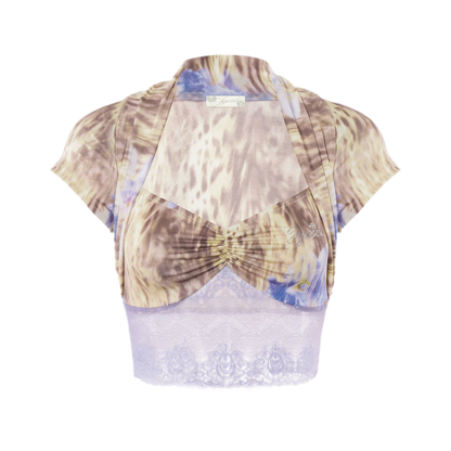 Y2K Millennium Lace Leopard Print Top