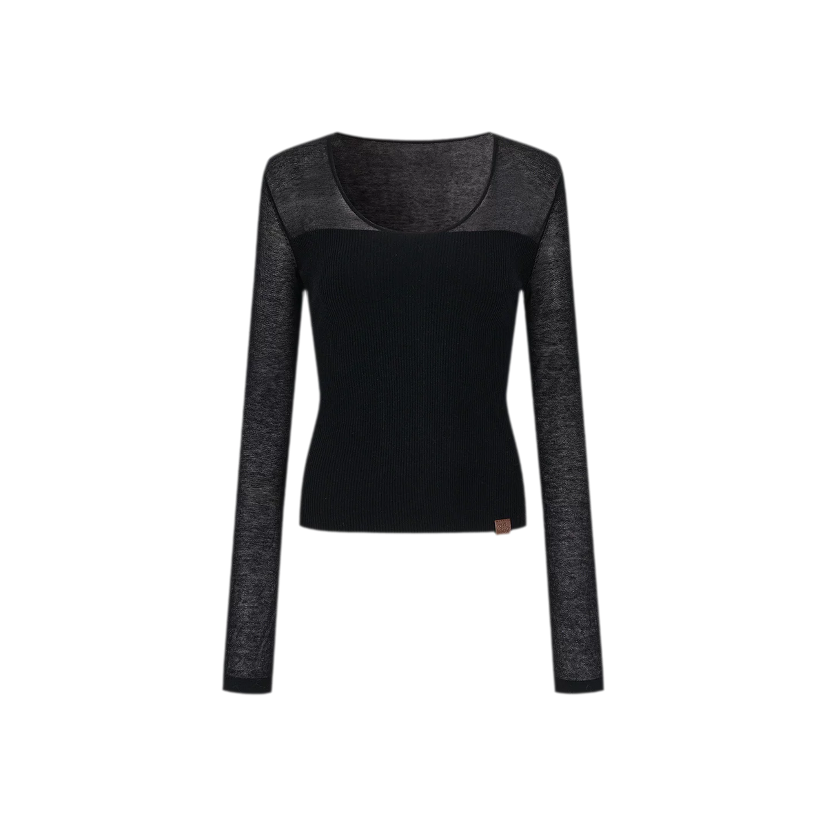 Top in maglia trasparente con scollo a V in Tencel