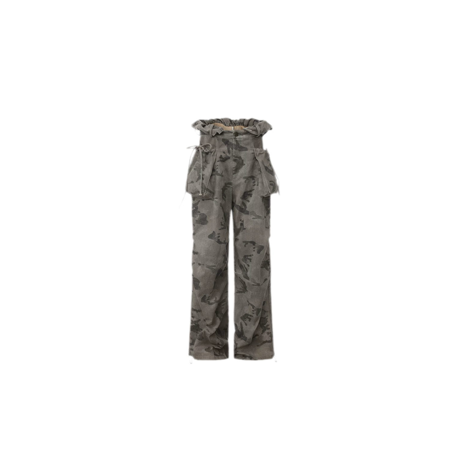 Washed Camouflage Wide-Leg Jeans