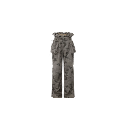 Washed Camouflage Wide-Leg Jeans