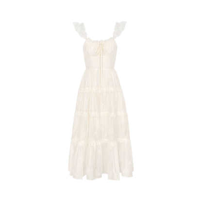 Embroidered Floral Tie-Waist Dress