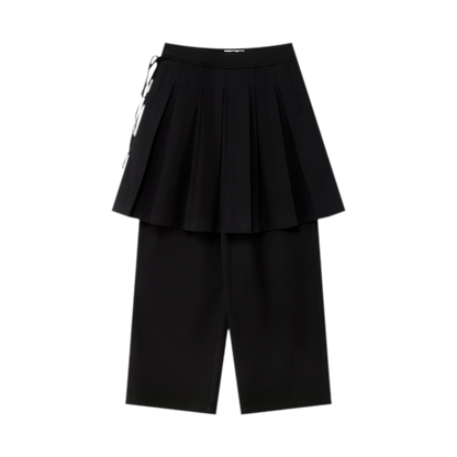 Pleated Layered Skirt Pants