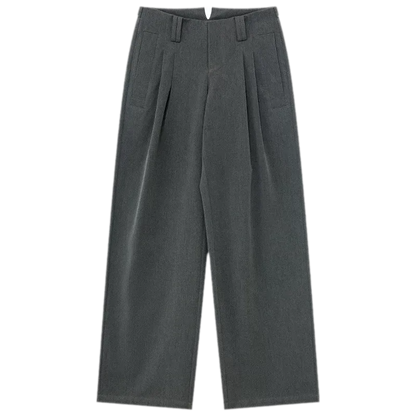 Gray Wide Leg Suit Pants