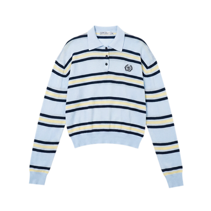 Contrast Striped Embroidered Polo Shirt