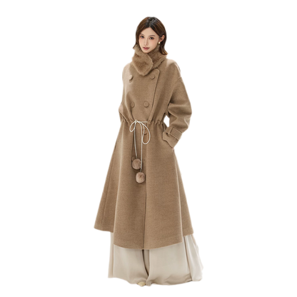 Detachable Fur Collar A-Line Coat