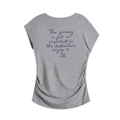 Ruched Embroidered Sleeve T-Shirt
