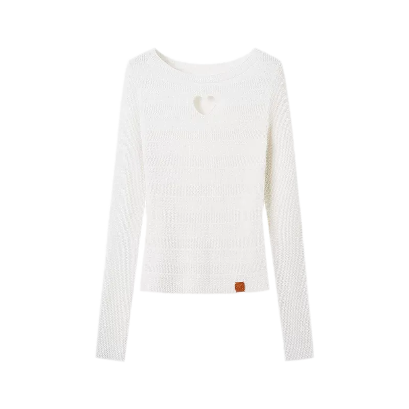 Wool Heart Cutout Knit Tee