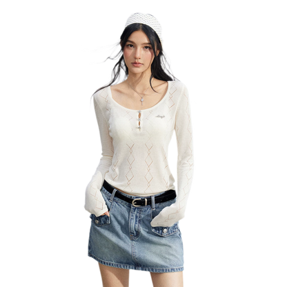 Ice Silk Hollow Knit Top