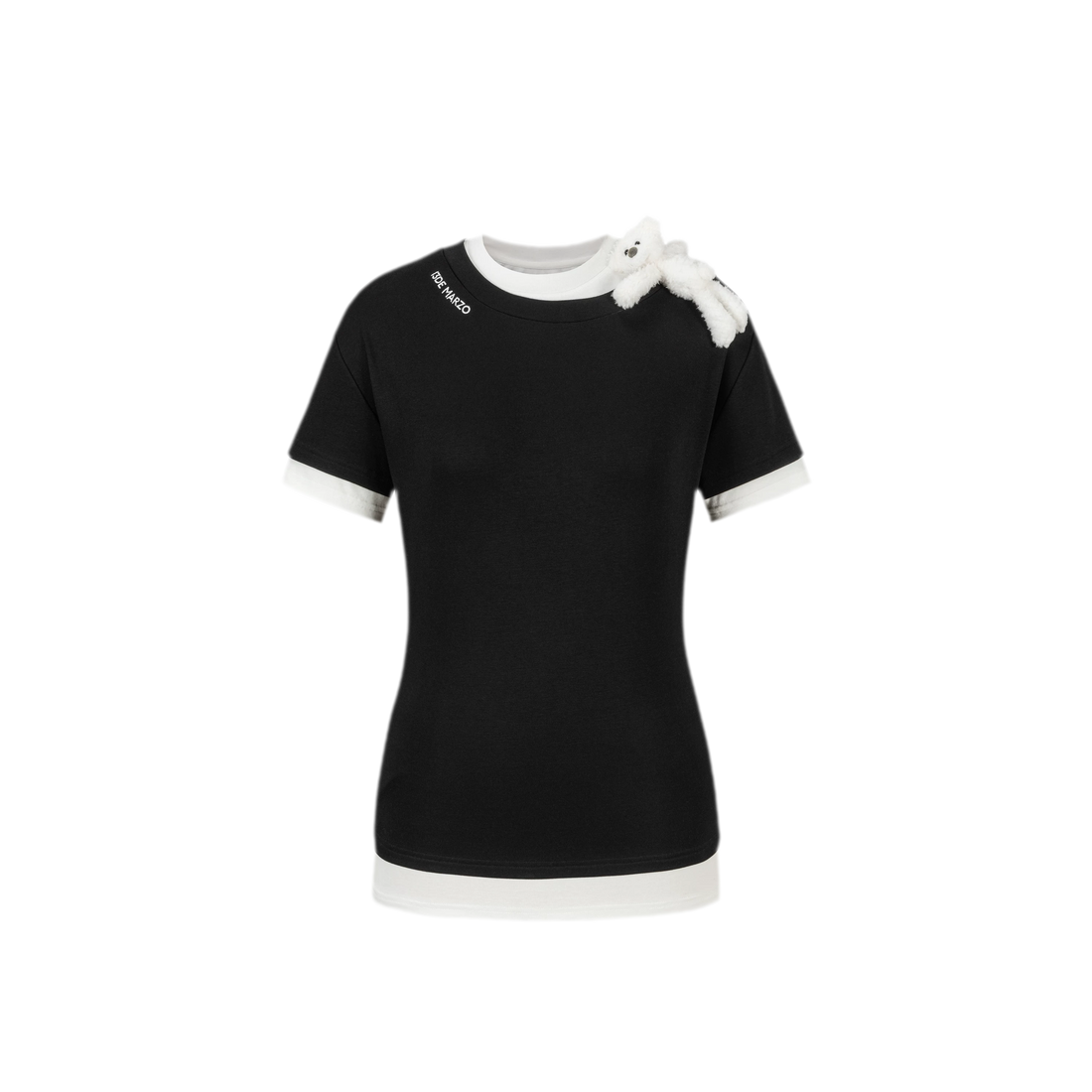 13DE MARZO Off-Shoulder Layered Tee – Black