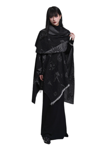 Celestial Fringed Oversized Shawl