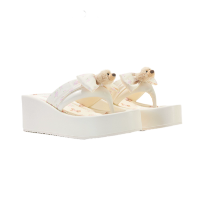 Floral Wedge Thong Sandals