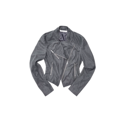 Washed Leather-Look Fitted Jacket