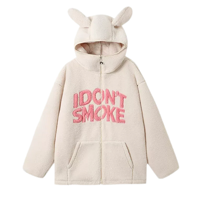 Plush Hooded Animal-Ear Jacket